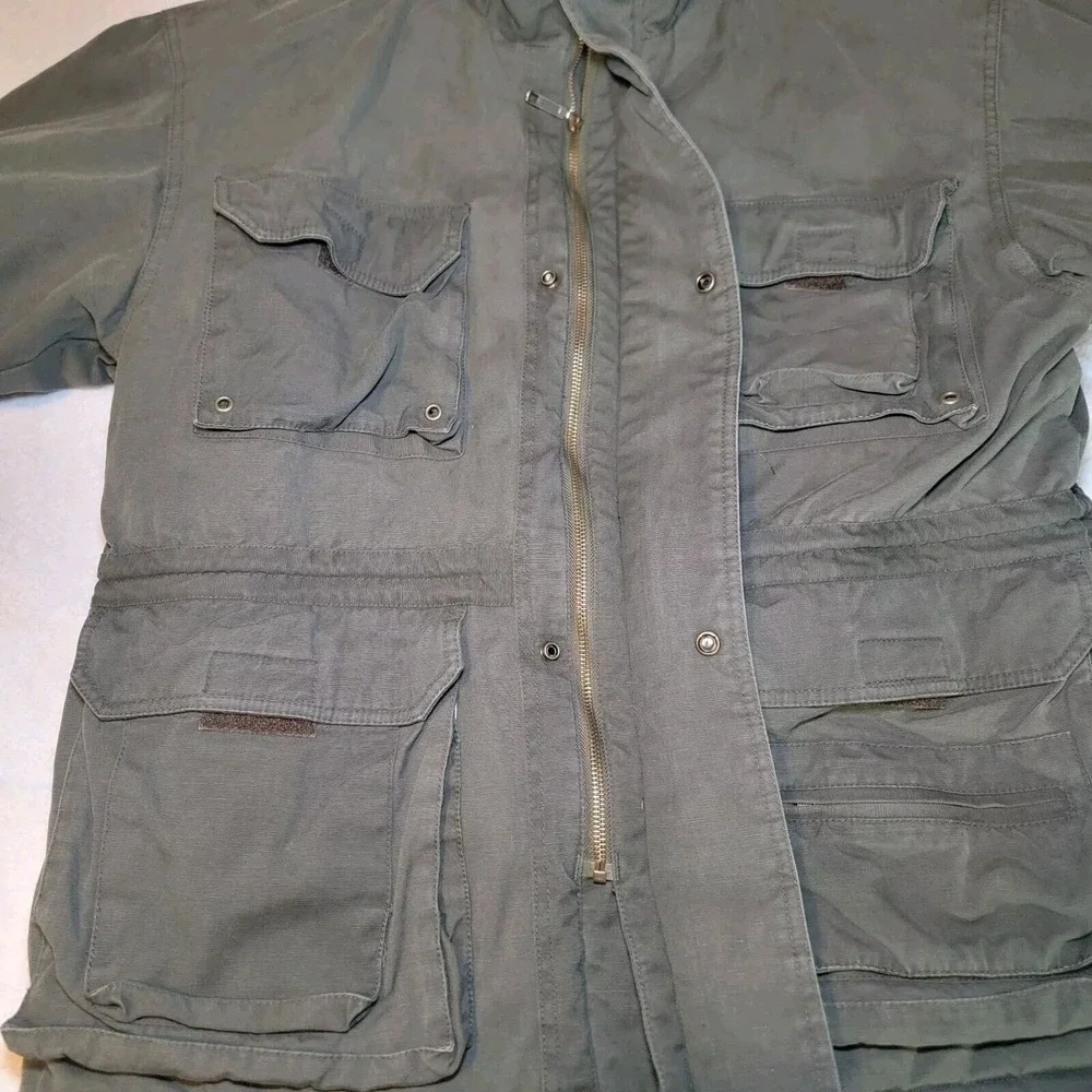 Vtg St Johns Bay Barn Chore Jacket Men Med Olive Corduroy Collar Flannel Quilted